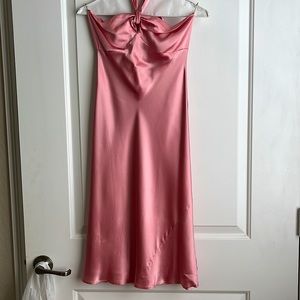 Laundry pink silk satin halter dress